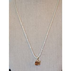 Square Cut Cushion Set Peachy Brown Crystal Pendant on 925 Sparkle Rock Chain